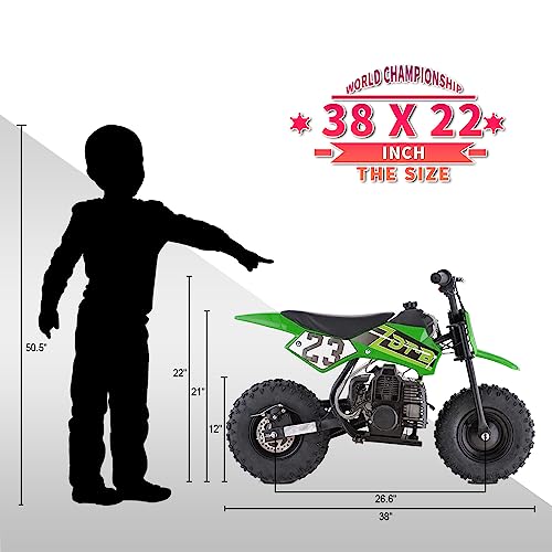Mini Kid Dirt Bike, 49 CC 2-Stroke Gas Bike with Off-Rode Tire, Suspensions, Disc Brakes, Max Load 160Lbs, Up to 20Mph, EPA Approved