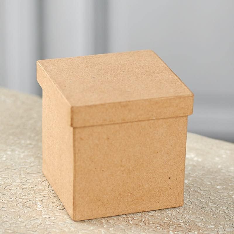 Factory Direct Craft Set of 6 Ready to Decorate Square Paper Mache Boxes - Size: 3" L x 3" W x 3" H