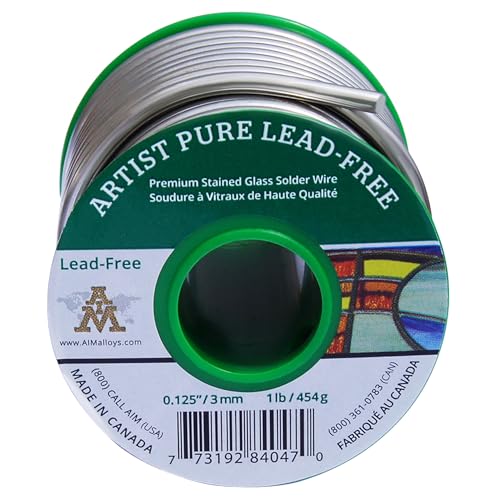 AIM Artist Pure Lead-Free Stained Glass Solder, 0.125inch, 1lb (3mm / 454g)