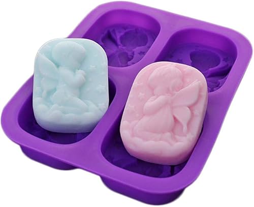 Moldes de silicona para bebé, 4 cavidades, para niño, niña, ángel rezando, molde de silicona, bandeja para jabón, mousse, fondant, chocolate,