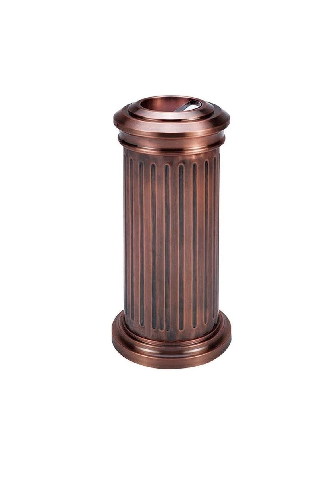 Botes de Basura Cubo de Basura cilíndrico de 3,1 galones for Exterior o Comercial, cestas de Basura de Barril Interno extraíble Aire Libre y hogar(Bronze)
