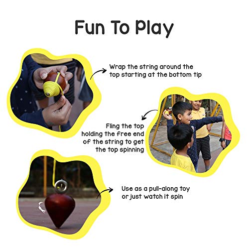 Image of Toiing Outdoor Traditional Games Combo - Lagori & Topsytoi | Traditional Outdoor Indian Games on Cooperation & Hand-eye Coordination | Family Ball Game with 7 Stones & Lattu | for Kids Age 5 Years & Above