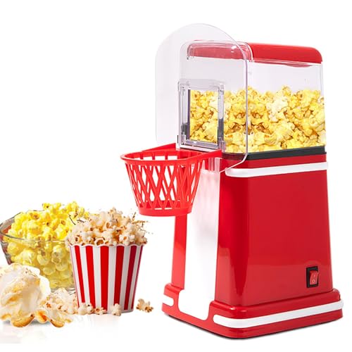 Mini Máquina de Palomitas de Maíz de Aire Caliente, Popcorn Eléctrico de 1200W, Rápido en 3 Minutos, Sin Aceite y Bajo en Grasa, Recubrimiento Antiadherente, Máquina Automática de Palomitas para Niños