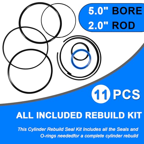 Image of Hydraulic Log Splitter Cylinder Rebuild Seal Kit Suitable for 5.0 inch Bore x 2.0 inch Rod Cylinder