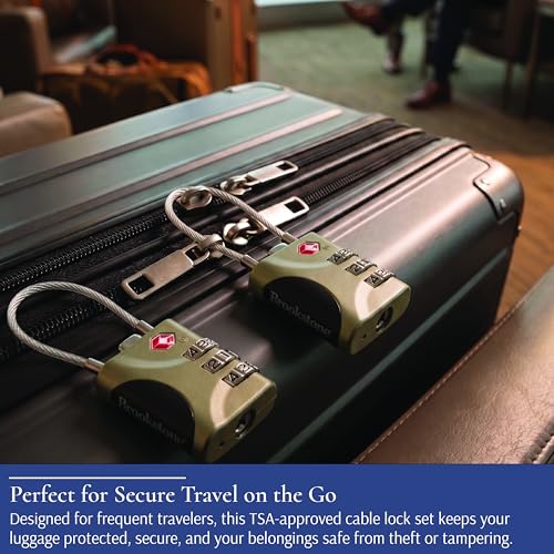 Image of Brookstone Cable Lock - 2 Pack 3-Digit Keyless TSA Approved Locks for Luggage - Resettable Combination Luggage Lock, Size One Size, Khaki