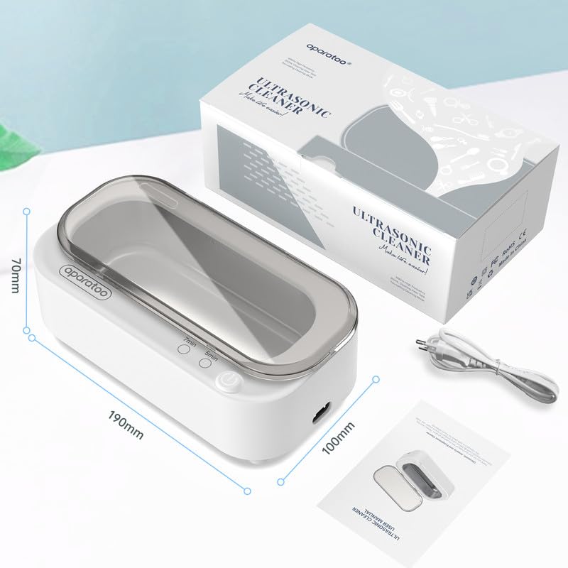 Limpiador Ultrasonidos, 48000Hz Limpiador Ultrasónico para Gafas, 350ML Limpiador Joyas Ultrasonidos Profesional para Relojes, Dentaduras,Anillos, Collares