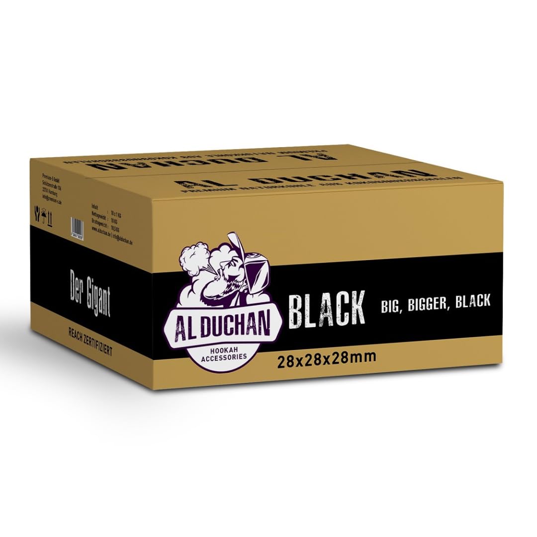 Shisha Kohle Naturkohle – Premium Kokoskohle für Wasserpfeife – 1KG, 4KG, 10KG, 20KG – Hohe Hitze, Lange Brenndauer (Black 28x28x28mm 10KG)