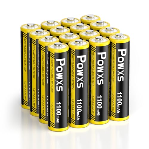 POWXS High Power Rechargeable AAA Batteries - Pack of 16