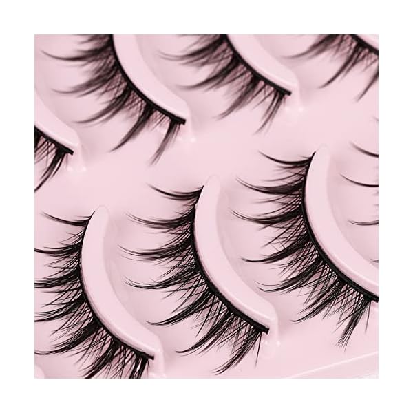 Natürliche Falsche Wimpern,Manga Lashes mit klarem Band Spiky Wispy Wimpern natürlicher Look 5 Paar wiederverwendbar… – Bild 6