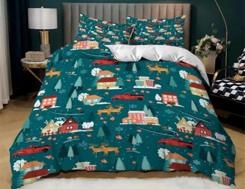 WeihnachtsBettwäsche Weiß Bunt Weihnachtselch Stern Bettwaren-Sets...