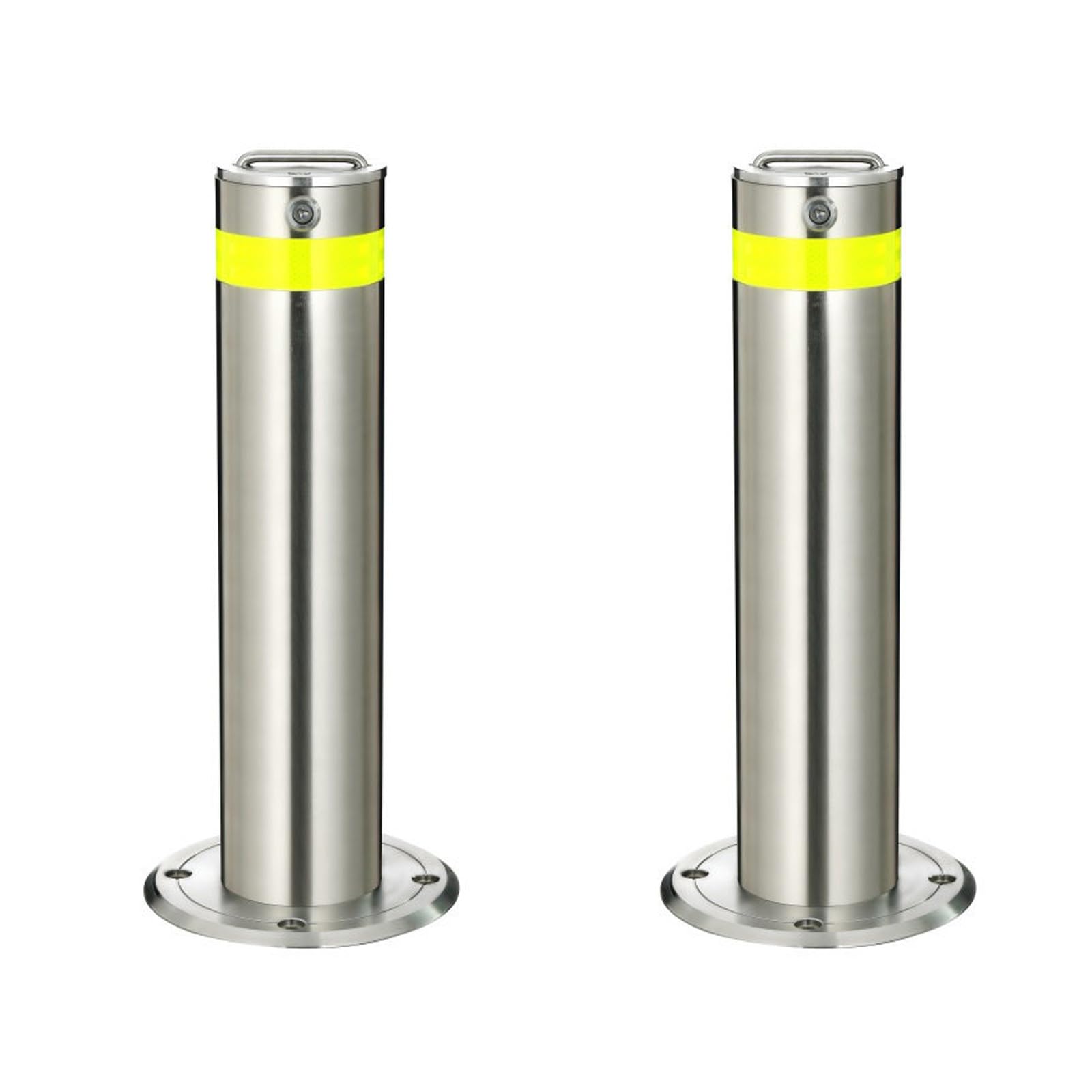 Sicherheits-Absperrpoller Aus Edelstahl Mit Reflexstreifen, Robuste Parkplatzsperre, Anfahrschutz Mit Abnehmbarem Sockel, Für Parkplätze Und Gehwege(Silver-2pc)