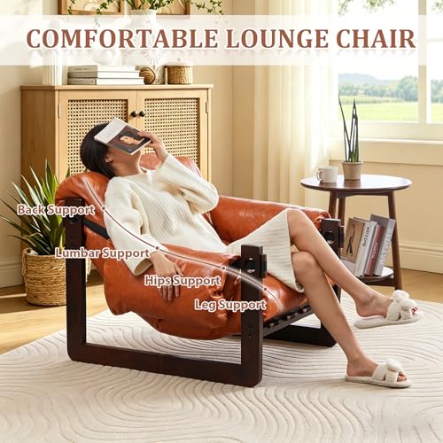 Sillón Moderno Naranja Piel Aceitada miniatura 3