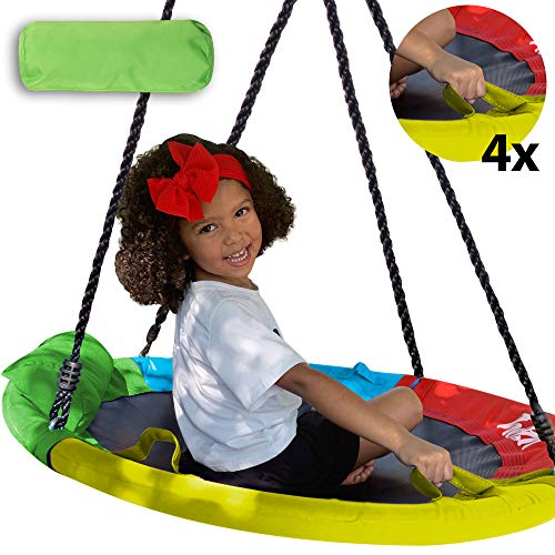 Large Saucer Swing for Kids Outdoor with Straps - 40 Round Outdoor Swings for Swing Set - Large Tree Swings for Children with Hanging Kit - Heavy Duty Children Disk Swing for Outside Large Saucer Swing for Kids Outdoor with Straps - 40" Round Outdoor Swings for Swing Set - Large Tree Swings for Children with Hanging Kit - Heavy Duty Children Disk Swing for Outside