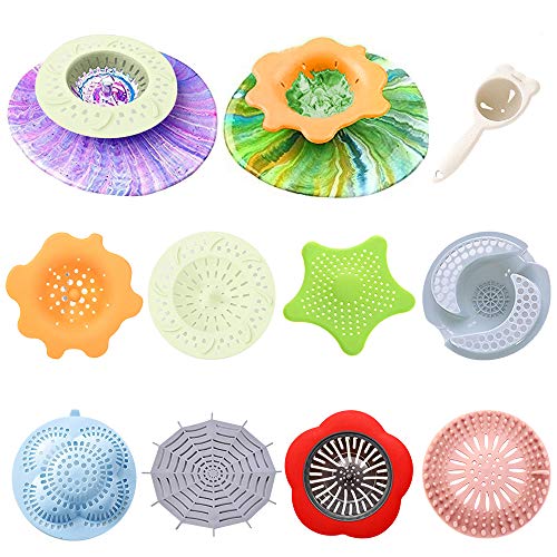 ATROPOS 9 Pcs Acrylic Paint Pouring Strainers Plastic Silicone Strainer for Pouring Acrylic Paint and Creating Unique Patterns and DIY Painting Tools