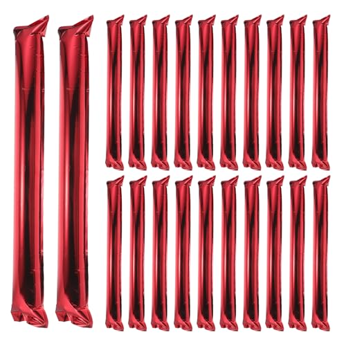 DOITOOL Lot de 32 Bâtons Gonflables Rouges en Aluminium Métallisé, Instruments Sonores Légers et Réutilisables pour Supporters, Claquettes Gonflables Bruyantes pour Événements Sportifs,