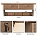 Emfogo Coat Hooks Mounted, Rustic Wood Coat Rack Mount Shelf with Hooks, Farmhouse Coat Rack with Shelf & Coat Hook for Entryway, Mudroom, Bedroom, Kitchen, Bathroom(Walnut)
