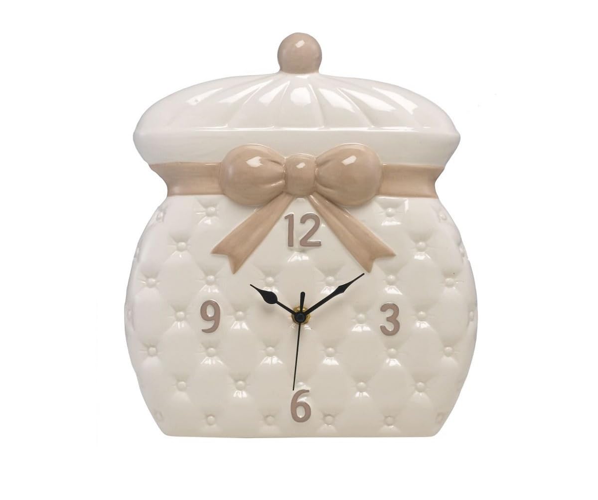 Montre Horloge en céramique élégante blanche et tourterelle décorée coll