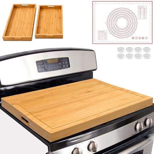 Tabla de cortar rectangular de bambú 30x22 pulg con mango miniatura 1