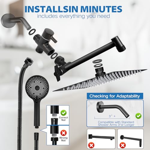 Image of Shower Head,12 inch High Pressure Rainfall Shower Head with Handheld Dual Spray