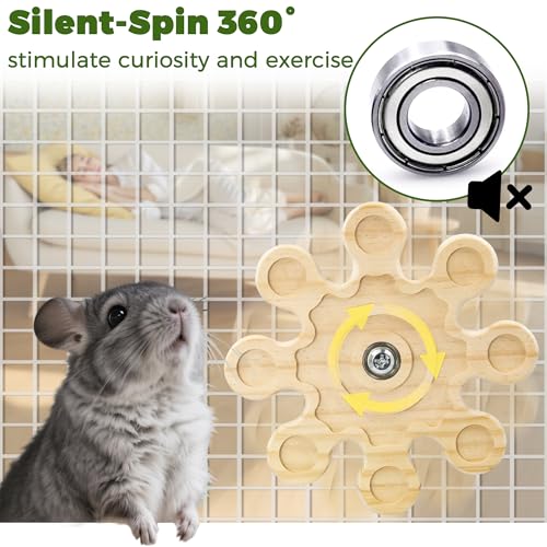 Image of Rotating Chinchilla Chew Toys and 250g(0.55lb) Organic Apple Sticks | Natural Kiln-Dried Wood Chinchilla Cage Accessories, Enrichment Play Toys & Chinchilla Treats, Satisfy Chewing Instinct