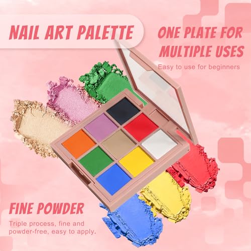 Image of 18 Colors Pigment Powder for Nails, Nail Pigment Powder Palette Nail Art Sponges with Grabbing Pen, Pigmentos para Unas, Manicure Nail Art Tools Accessories Nail Supplies