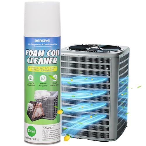 BERlOVE Foaming AC Coil Cleaner: Heavy Duty HVAC Spray for Condenser & Evaporator Coils, Professional Strength for Maintenance Technicians & DIY Use 460g