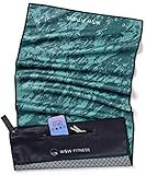 WOODSANDWAVES Sporthandtuch Fitnessstudio mit Reißverschluss Tasche & Magnet - Schnelltrocknend & rutschfest - Mikrofaser Fitness Handtuch Sport Fitnesshandtuch - Gym Handtuch & Zubehör - 90x45 cm
