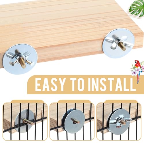 Image of Reginary 12 Pcs Wood Bird Platform Rectangle Wood Perch Stand Board Habitat Cage Corner Shelf with Washers Bird Paw Grinding Clean Accessories for Pet Budgie Parrot Cockatiels