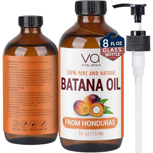Image of Batana Hair Growth Oil 8 Fl Oz Glass Bottle For Strong and Shiny Hair