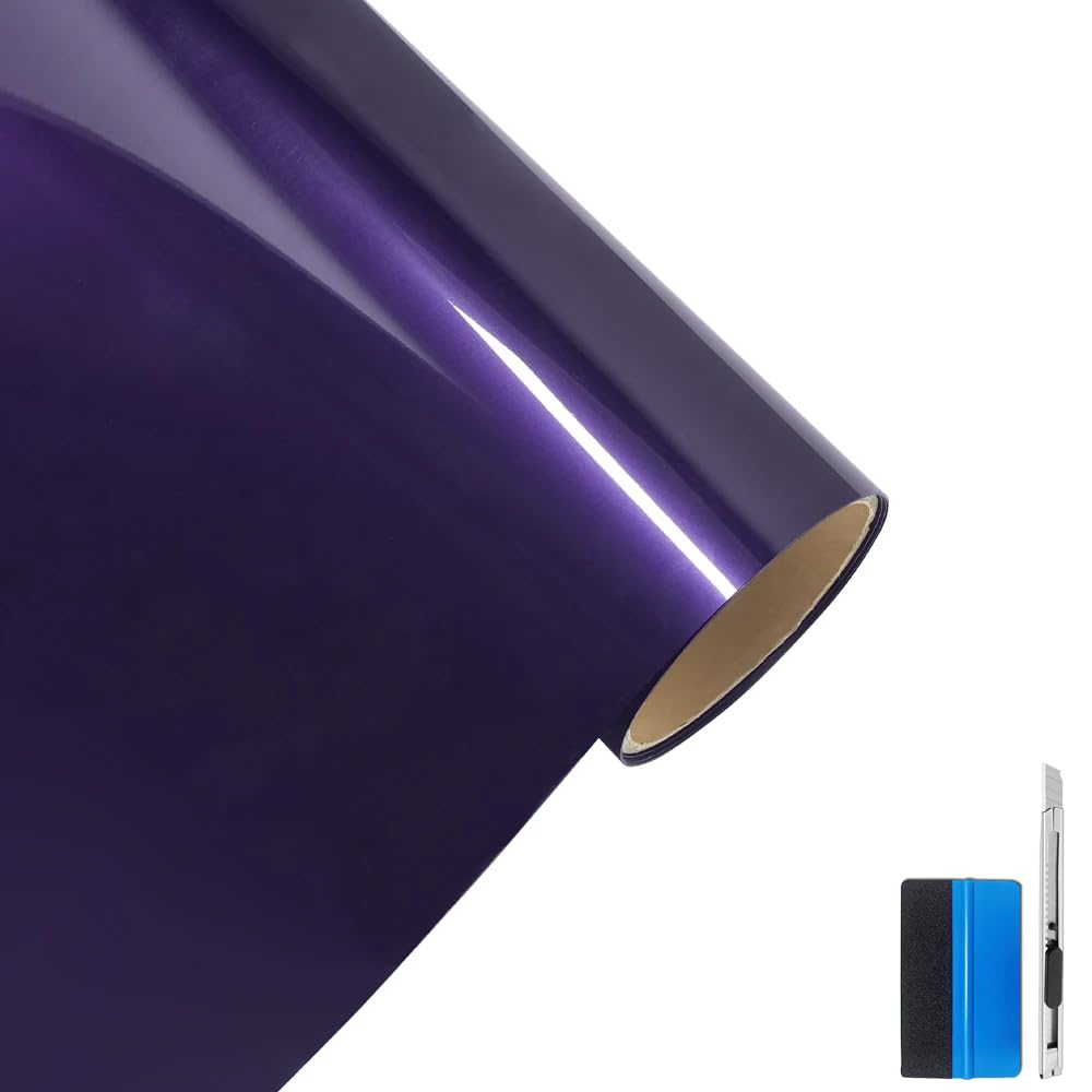 NewL Premium Ultra Gloss Piano Black Vinyl Wrap Roll Foil Air Release Channels for Auto Roof Wing Pillar Motorcycle Decal (Purple, 30 cm x 150 cm)