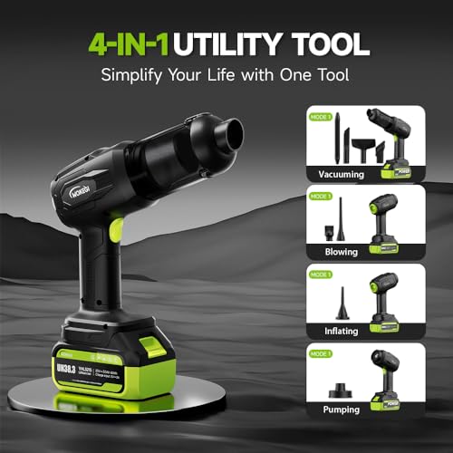 Image of Cordless Car Vacuum Cleaner, 35000pa Powerful Handheld Vacuum & Air Duster with 2 Batteries, Portable Rechargeable Vacuum for Car Detailing, Pet Hair, Home & Office(Green)