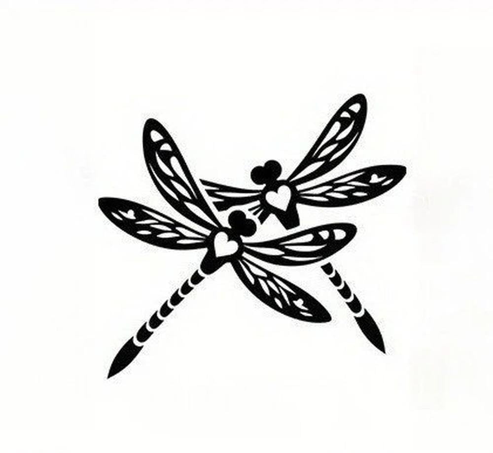 Dragonfly Couple Sticker Waterproof Vinyl Decal Romantic Heart Design