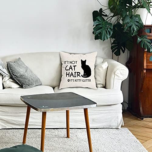 It’s Not Cat Hair It’s Kitty Glitter Throw Pillow Cover, Cat Lover Gifts for Women Men, Doxie Pillow case 18 x 18 Inch Home Room Bed Sofa Decor image 5