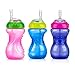 Nuby No-Spill Soft Straw Easy Grip Sippy Cup for Girls - (3-Pack) 10 Oz - 12+ Months