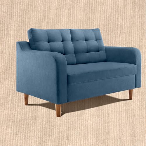 Image of Duroflex Ease Plus - 2 Seater Sofa Set for Living Room | 3 Year Warranty | Premium Wooden Frame Sofa | Anti-Pilling Fabric, Fade & Termite Resistant | Comfortable & Durable Couch - Moonlight Blue