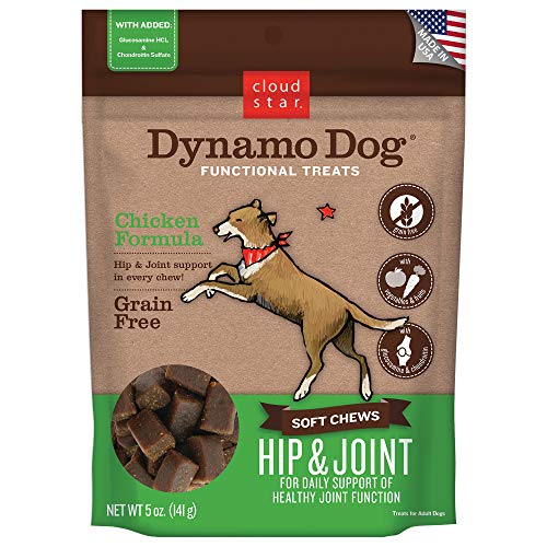 Cloud Star Dynamo Dog Hip & Joint Treats – Grain Free Hip Support with Glucosamine & Chondroitin (5 oz. Chicken)