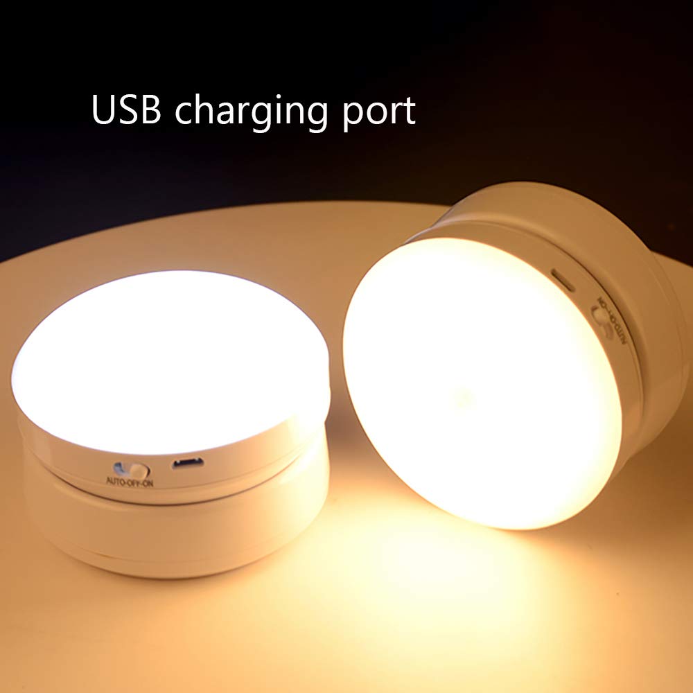 La luz del Sensor, Armario de luz, luz de Noche LED portátil, 360 ° de rotación, USB Recargable, Base magnética, Doble Modo de inducción de luz, medioambiental y de Ahorro de energía