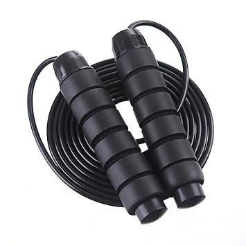 OLAHRAGA Skipping Rope with Ball Bearings Jump Rope Cable and Foam Handles - Ideal for Exercise, Gym and Fitness (Black) - image, photos