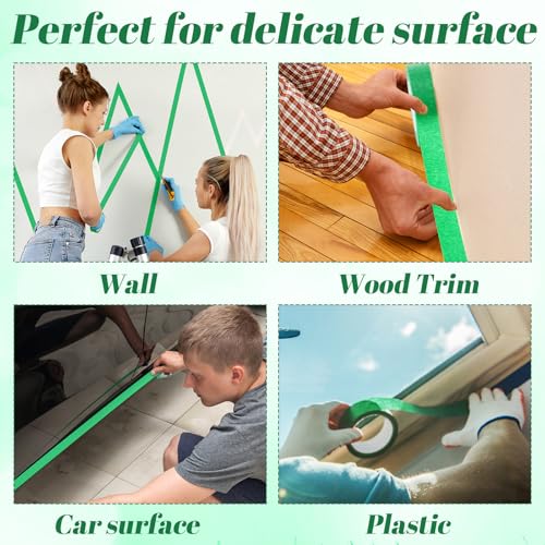 Image of Gilprop 25 Rolls Green Painters Tape Green Masking Tape Bulk 0.7 Inch x 22 Yard (550 Total Yards) Adhesive Masking Scribing Painting Supplies for Walls Home DIY Artist Craft Arts