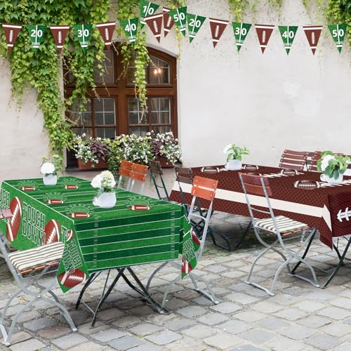 Football Party Decorations - 2 Pack Football Tablecloth Plastic, Disposable TouchDown Table Cover for Football Sport Birthday Party Supplies Favors Gameday Tailgate Table Decor Accessories, 108x54Inch - Image 3