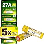 A27 27A 12V Alkaline Batteries (5 Pack) – MN27 / V27A / L828 Replacement for Garage Door Remote, Car Key Fob, Doorbell & Alarm Systems