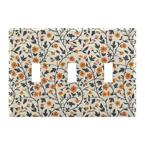Light Switch Cover Orange Flowers Floral Spring Wall Plates for Electrical Outlets 3 Gang 202b5321