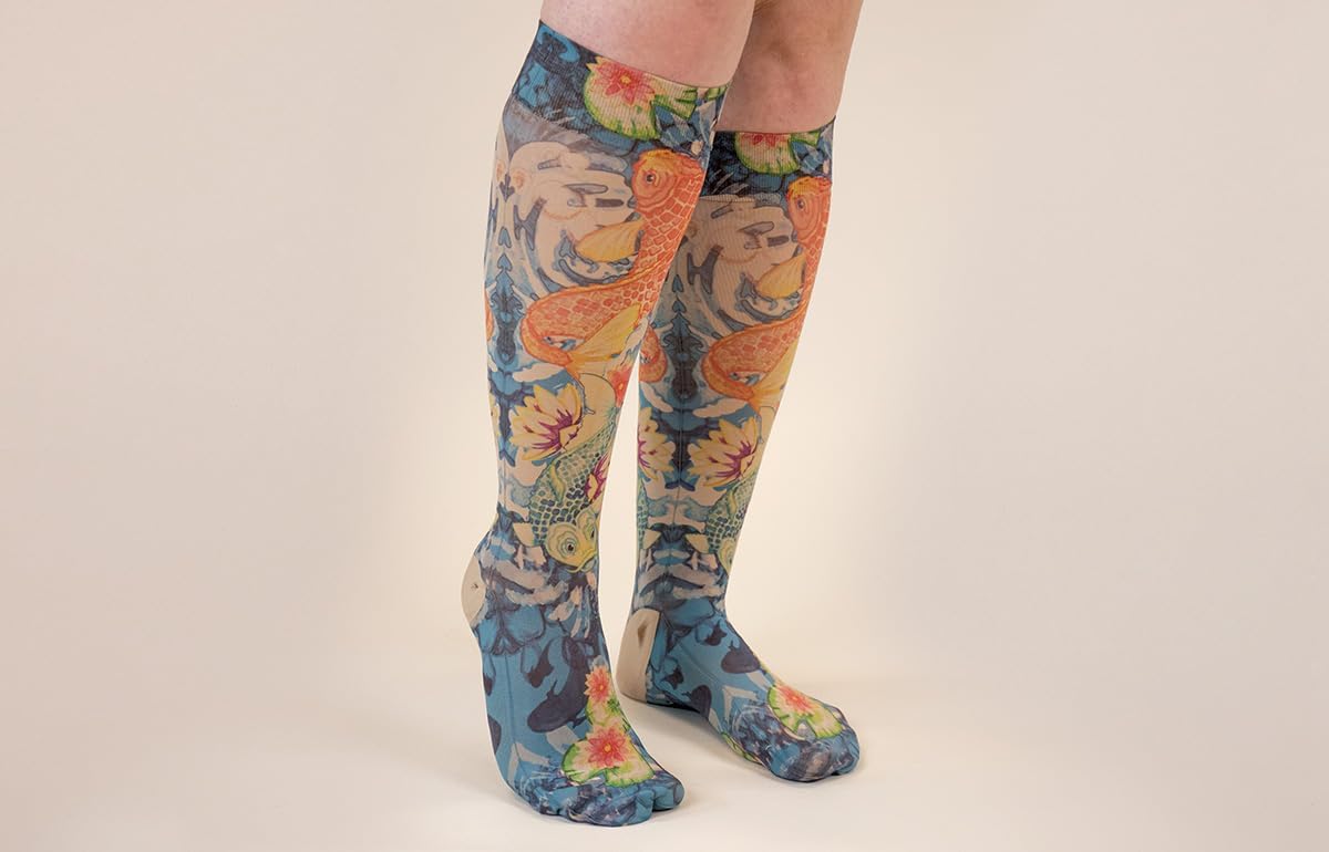 Lymphedivas Koi Beige Medical Graduated Compression Sock Pair 15-20mmHg