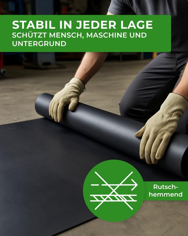 Diansa – Gummimatte ohne Gewebe Größe 1000 x 500 mm, Stärke 1 mm Vollgummi Hartgummi Bodenbelag Meterware – Gummirolle in Industriequalität – Gummi-Bodenbelag als Gummiunterlage für Innen & Außen