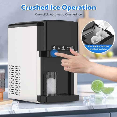 3-in-1 Countertop Ice Maker, 20KG/24H, Crushed Style Ice Crusher and Cube Maker, with Cold Water Dispenser