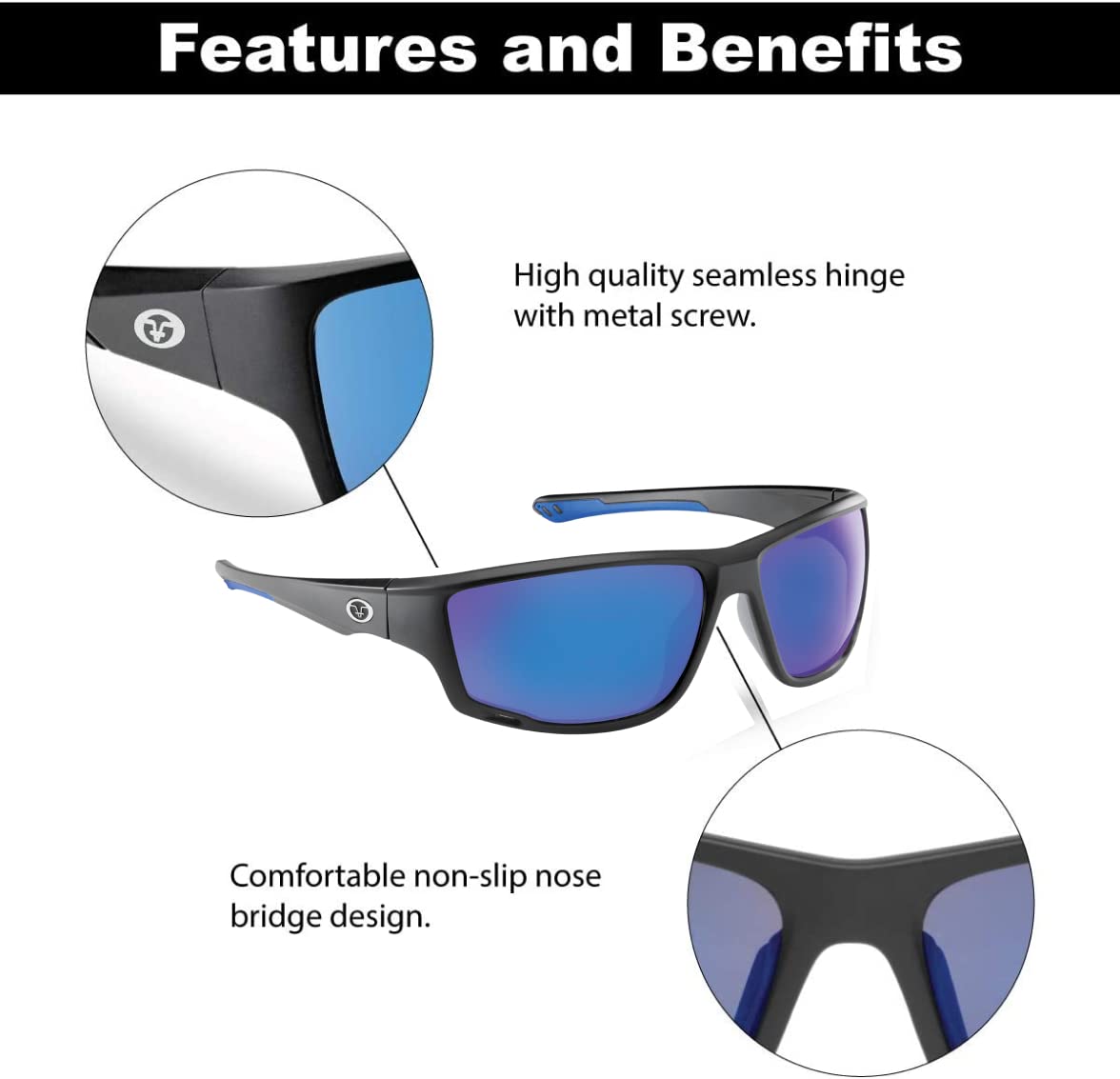 Flying Fisherman Solstice, Matte Frame/Smoke Mirror Lens Polarized Retangular Sunglasses, Black/Blue, Large 1