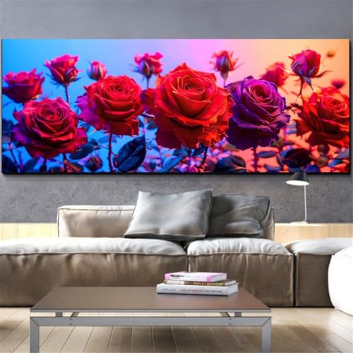 Point de croix kit diamond painting fleur 80x160cm avec strass
