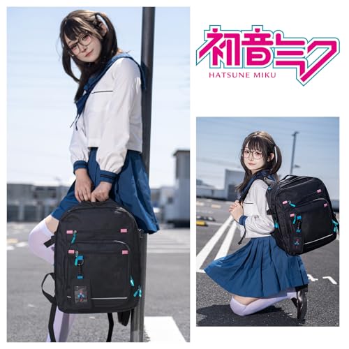 Image of FIREFIRST x Hatsune Miku Backpack,Green-Miku Merch Birthday Gift | Includes a Card Sleeve,Miku Anime Backpacks for Outdoor,Travel,Concerts,Cosplay,with Computer Compartment