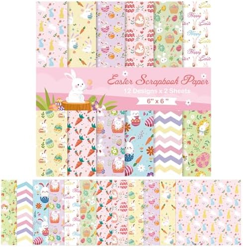 24 Sheets 6x6 Easter Scrapbook Paper – Acid-Free Cardstock For DIY Cards, Albums & Crafts