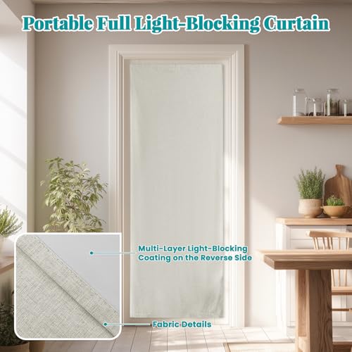 Image of 100% Blackout French Door Curtain- Privacy Thermal Insulated Door Window Curtain for Patio Front Tricia Sidelight Panel, W25 x L72 inch, 1 Panel, Light Beige